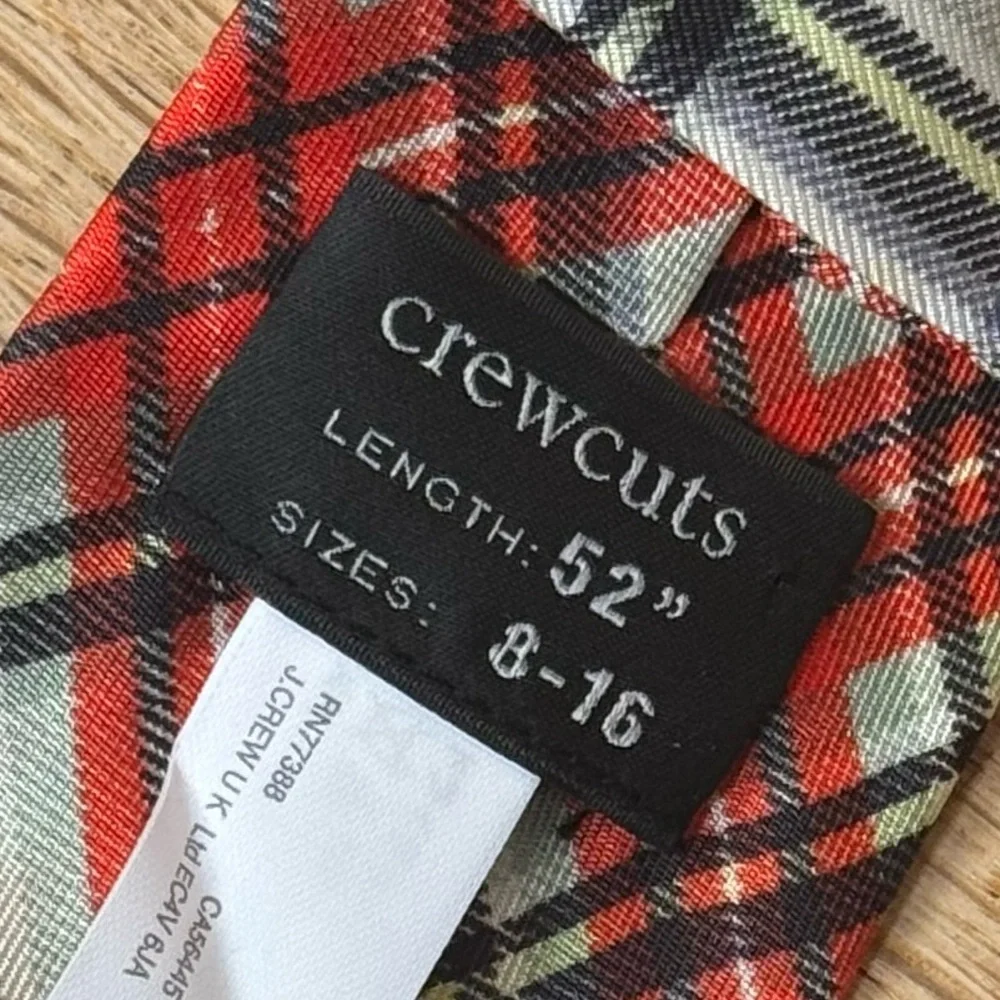 J Crew Crewcuts Plaid Classic Tie, red, black, white, yellow